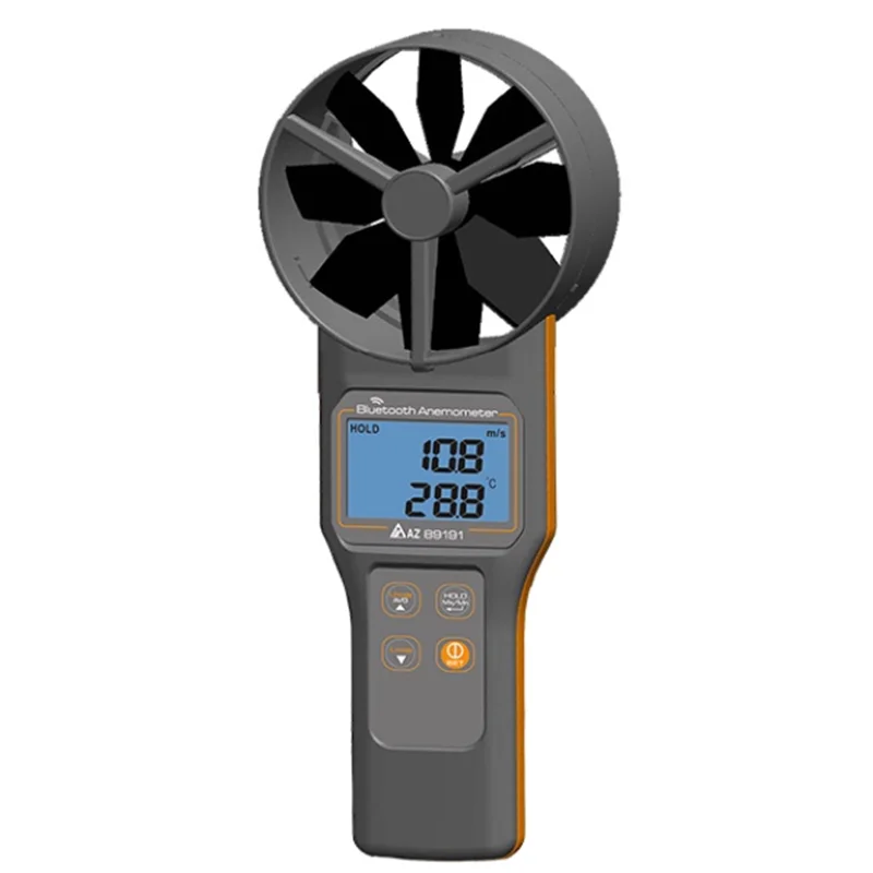 AZ 89191 Wind Speed Meter for Android & IOS,10 cm Diameter Vane Type with Build in Temperature,Humidity and NDIR CO2 Sensor.