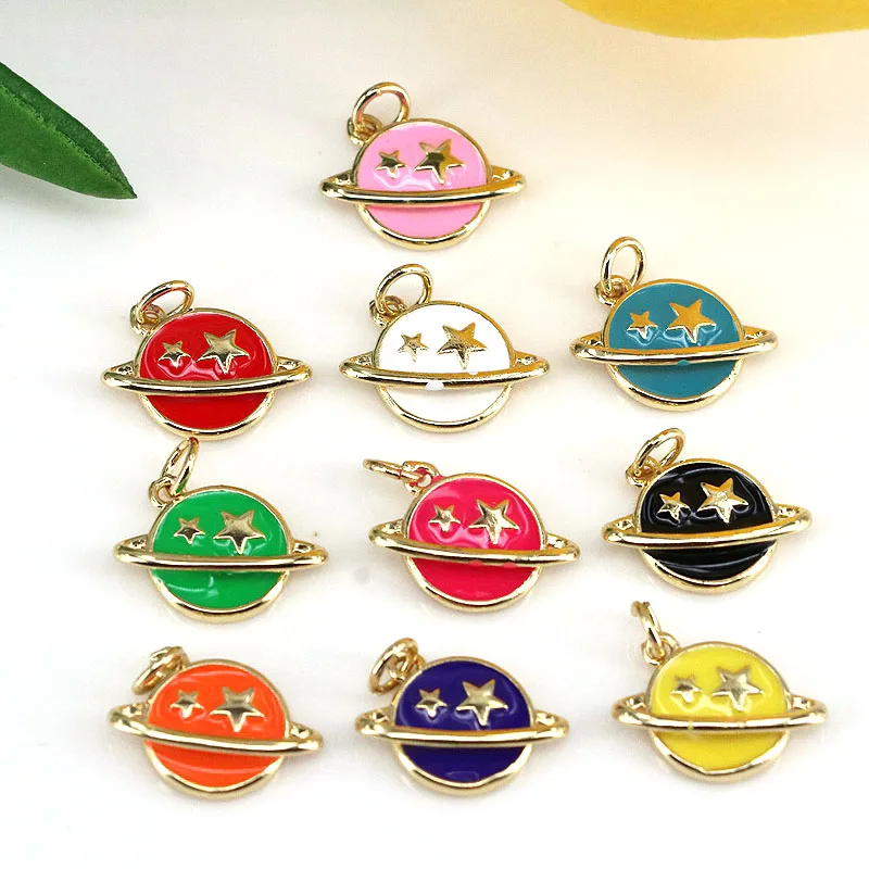 20Pcs Colorful Enamel Star Planet Pendants Charms For DIY Fashion Jewelry Bracelet or Necklace Making