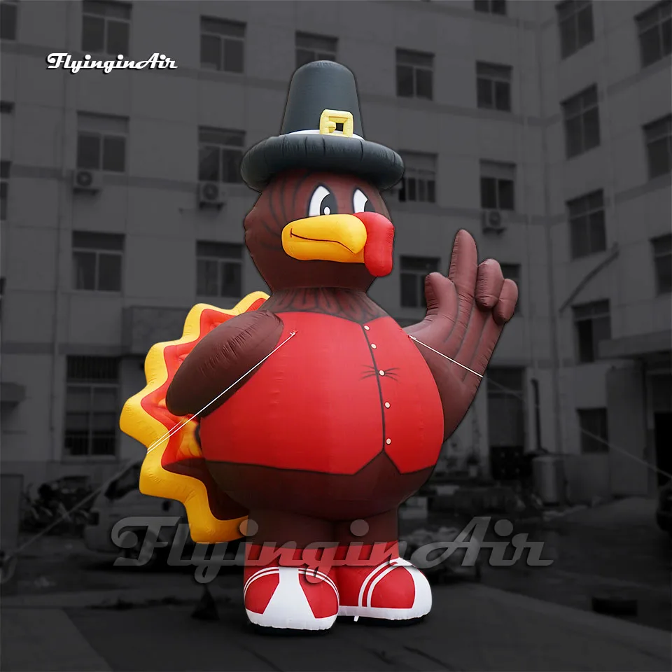 Customized Christmas Cartoon Animal Mascot Model 6m Red Inflatable Turkey Balloon For Thanksgiving Day Decoration