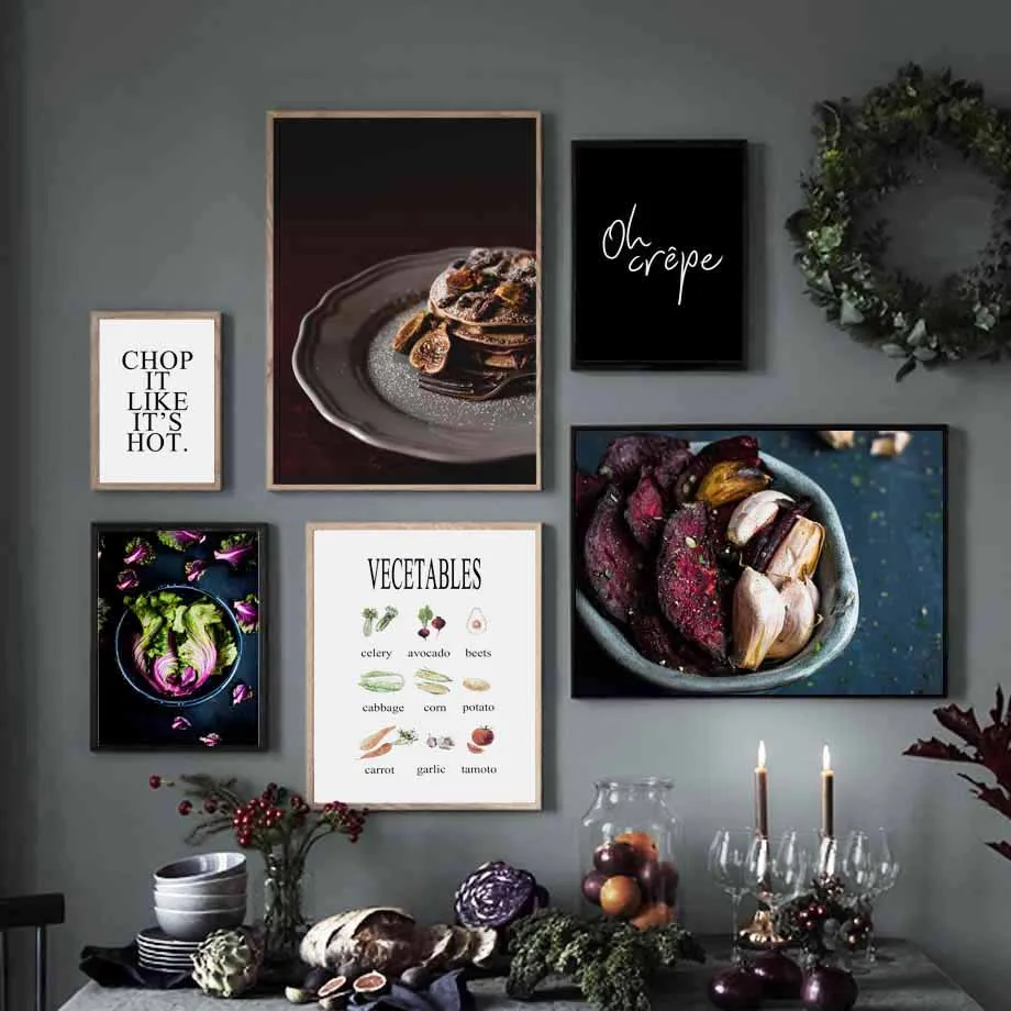 Chocolate Vegetables Quotes Wall Art Canvas Painting Nordic Posters And Prints Wall Pictures For Living Room Restaurant