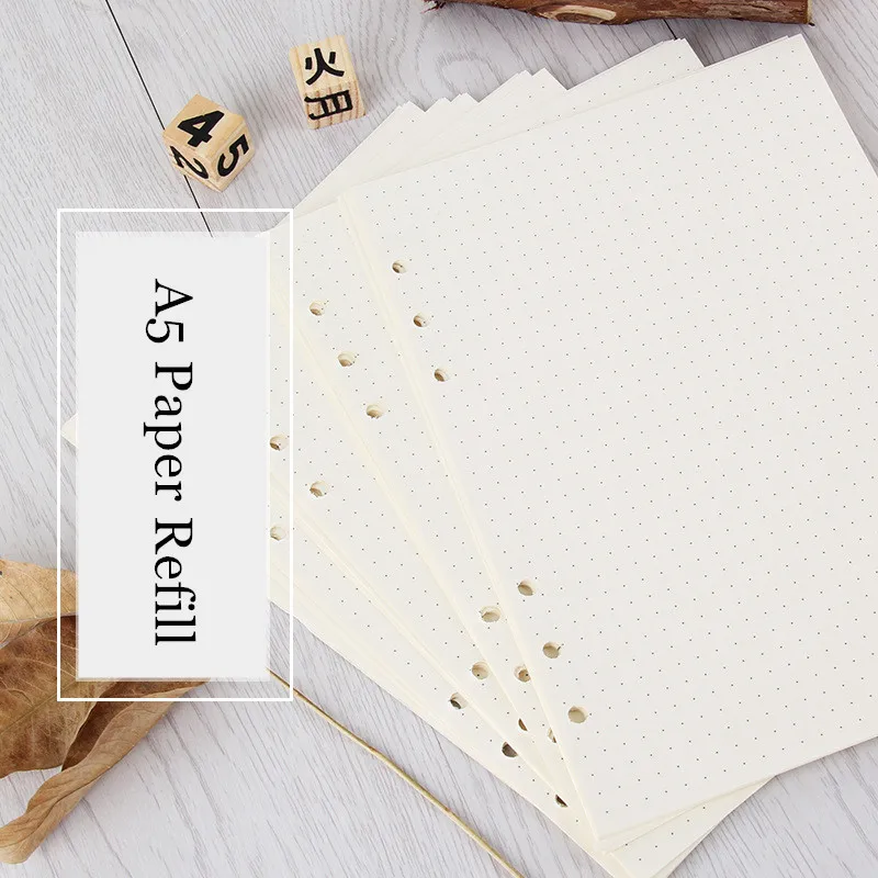 

A5 Loose Leaf Notebook Paper Refill Spiral Binder Inner Page 6 Holes 45 sheets Weekly Monthly Planner To Do List Line Dot Grid