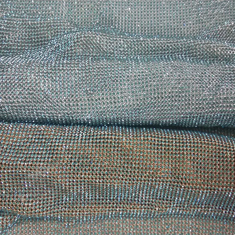 Chunky Glitter 45x40cm Light Blue Rhinestones GOLD SILVER Metal Mesh Fabric Metallic cloth Metal Sequin Sequined Fabric Home