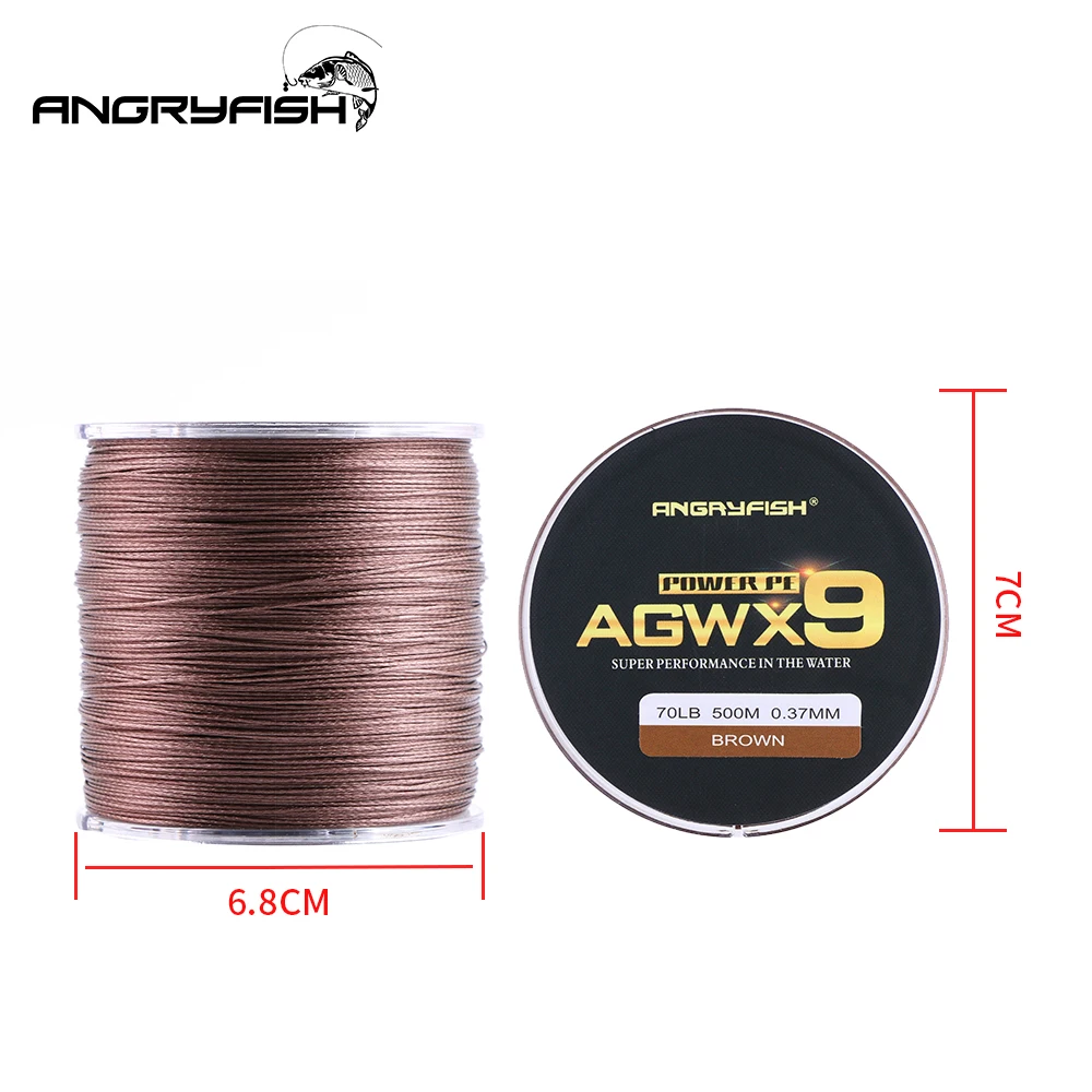 Angryfish 9 Strands Braided 500M Fishing Line Super Strong PE Line Braided Fishing