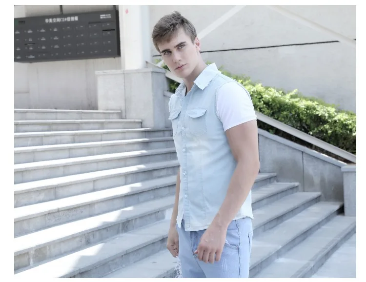 New Summer Men's Brand Denim Vest High Quality Thin Jean Jackets Fashion Waistcoat Sleeveless Slim Fit Casual Male Jean Coat