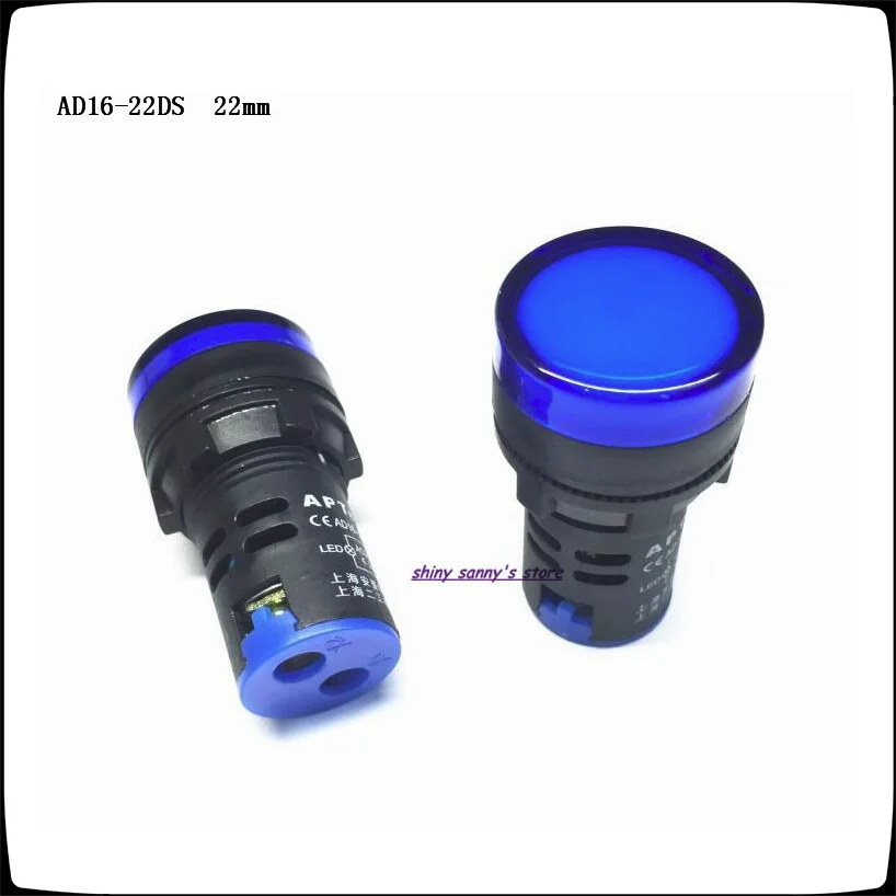 10-20 Pcs/Lot AD16-22D/S 22mm Blue AC/DC 12V,24V,36V,110V, AC220V LED Power Indicator Signal Light Pilot Lamp