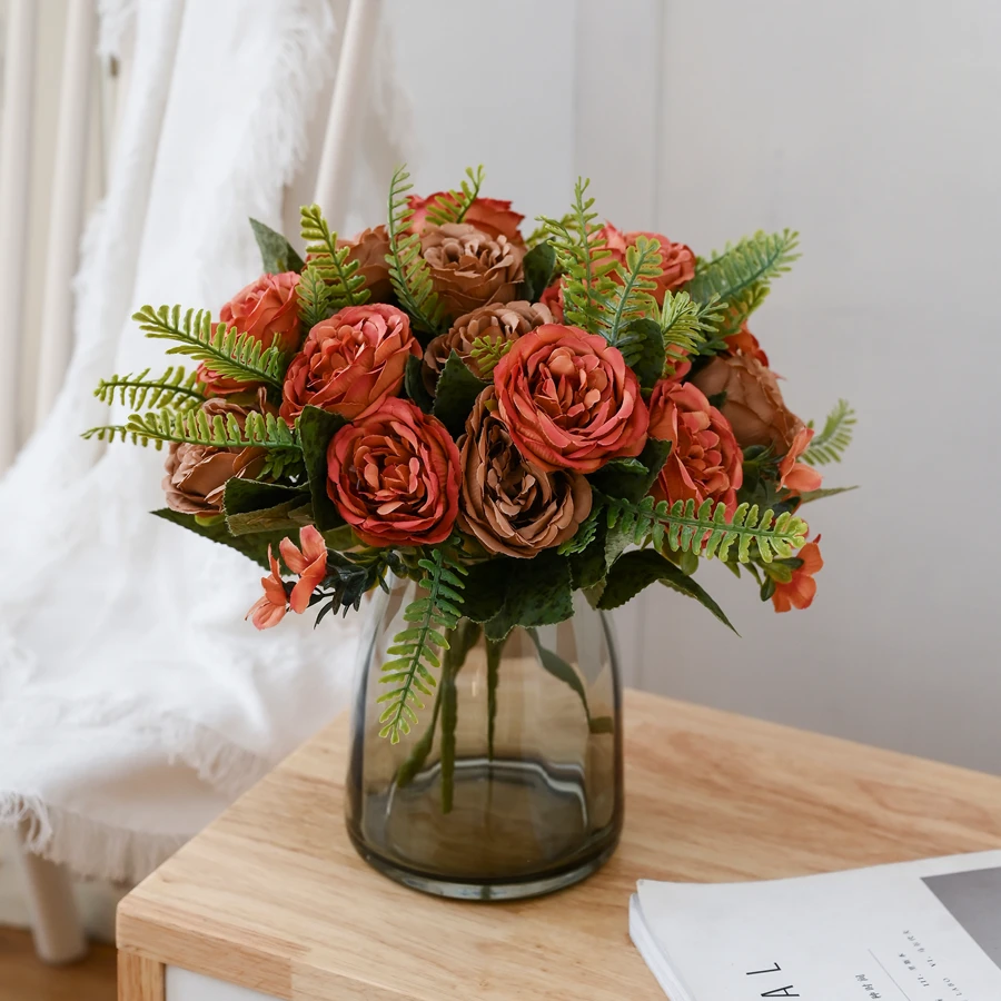 Künstliche Blumen, Vasen, Heimdekoration, Festliche Kunstpflanzen, Hochzeits-Brautstrauß, Outdoor-Garten, DIY-Geschenkbox, Seiden-Pfingstrose – Detail 5