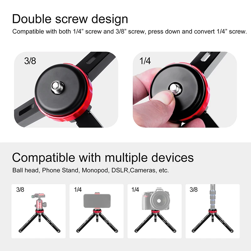 Manbily Portable Photography Light Stand Aluminum Tabletop Video Mini Tripod for Gopro Phone Bracket DSLR Camera Projector Stand