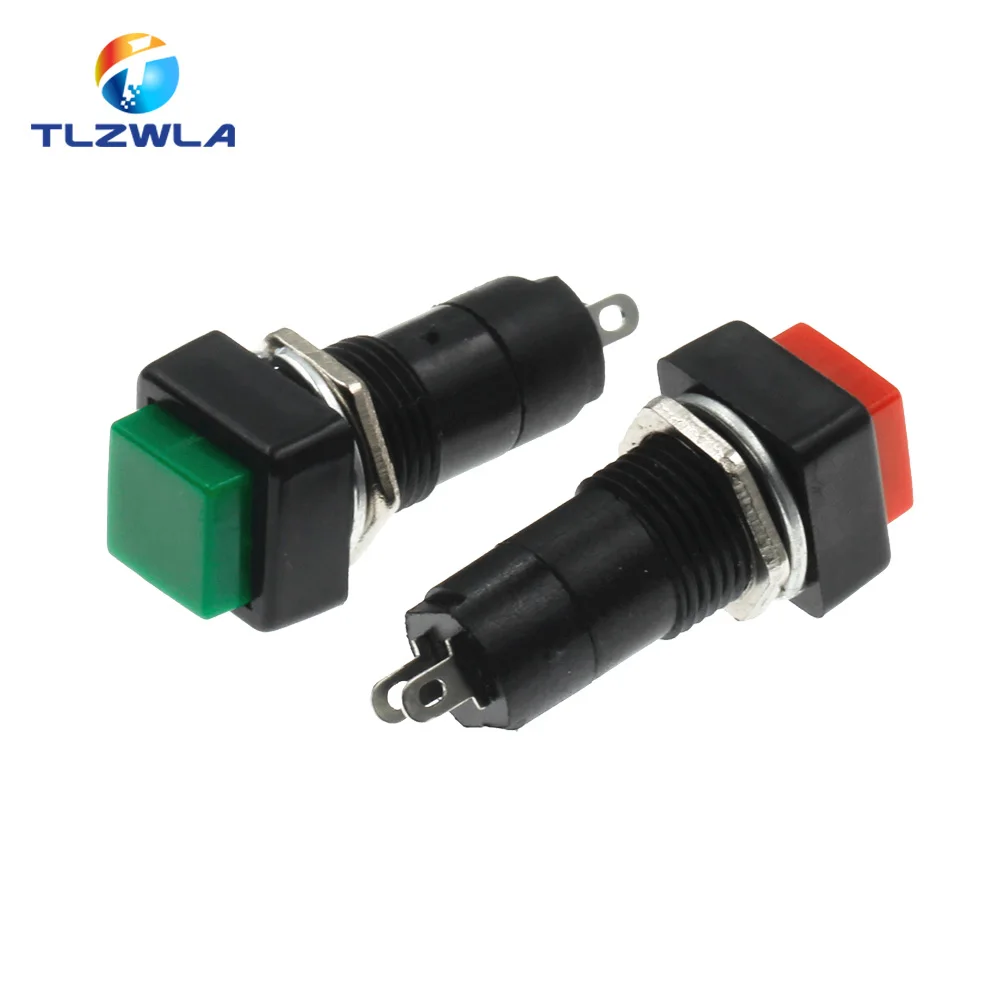 2PCS Square Push-Button Switch 3A 250V 2Pin Self-lock/Reset Inching Switch 12MM Hole