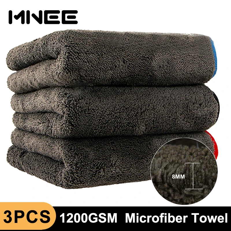 Car Wash Towel 1200GSM Microfiber Towel Car Detailing Microfiber Rag for Car Cleaning Drying Tool Kitchen Washing Accessories