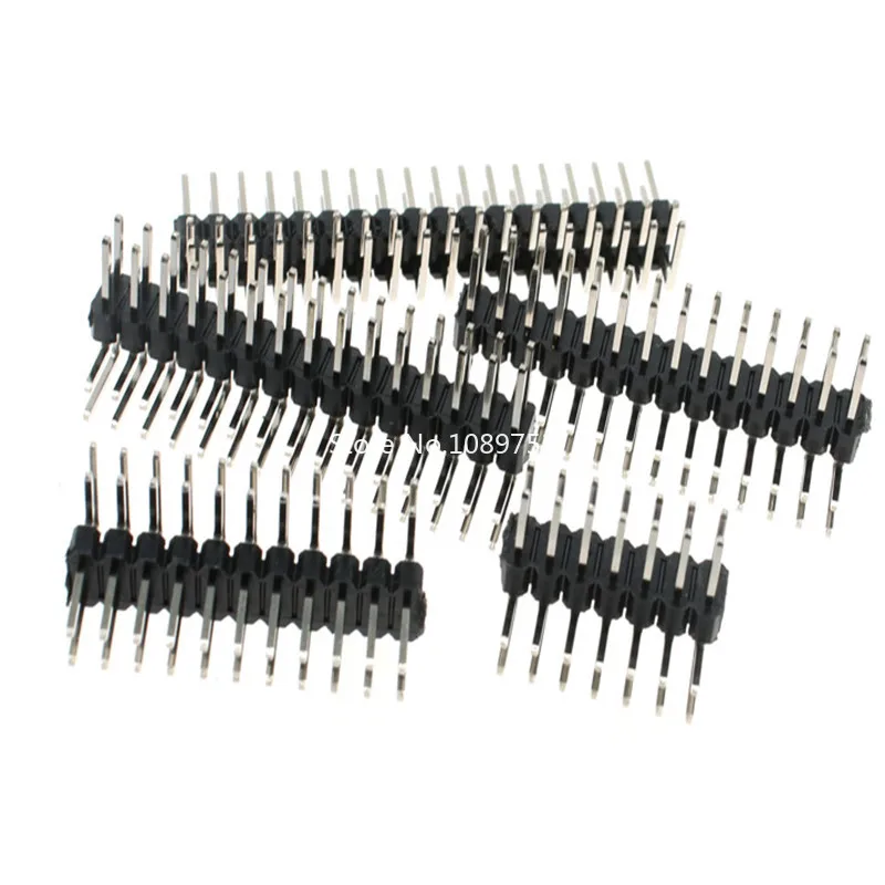 10Pcs 2.54mm Double Row Right Angle Pin Header Strip Male Pin Header Connector 2x2/3/4/5/6/7/8/10/40P for PCB Soldering Welding