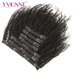 YVONNE 4B 4C Kinky Coily Clip In Human Hair Extensions Brazilian Virgin Hair 7 Pieces/Set 120g Natural Color