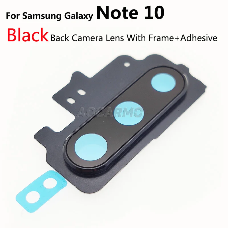 Aocarmo Rear Back Camera Lens Glass Ring Cover With Frame Adhesive For Samsung Galaxy Note 10 Plus 10+ Note10 Replacement Parts