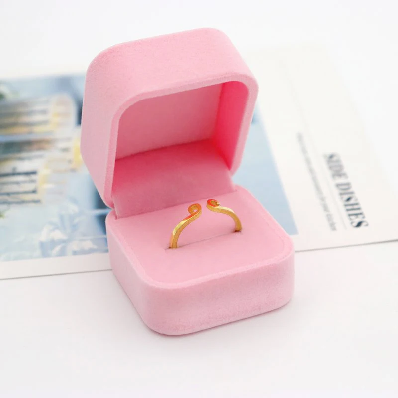 

Velvet Square Pink Blue Red Engagement Wedding Ring Box Small Jewelry Gift Packaging Trinket Storage Display Holder Wholesale