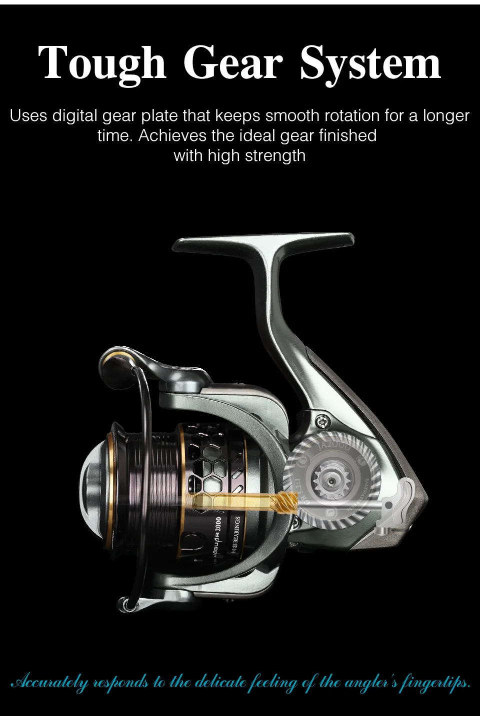 TSURINOYA Jaguar 1000 2000 3000 Deep Shallow Spool Long Casting Edelstahllager Angeln Spinning Bass Reel Salzwasser – Detail 8