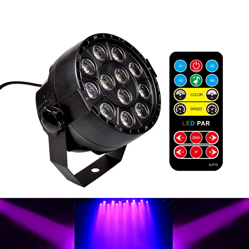 

New Professional LED Stage Lights 24W UV PAR DMX LED Stage Lighting Effect DMX512 Master-Slave Flat dj Light for Disco Party KTV