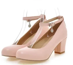 New 2020 Spring autumn Women Shoes Mary Jane Ladies Square High Heels Round toe White Pink WeddingThick Heel Pumps Shoes 183