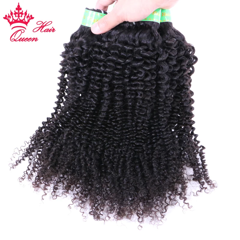 

Queen Hair Products Mongolian Afro Kinky Curly 100% Human Raw Hair Weave Bundles Virgin Hair Extensions Double Weft