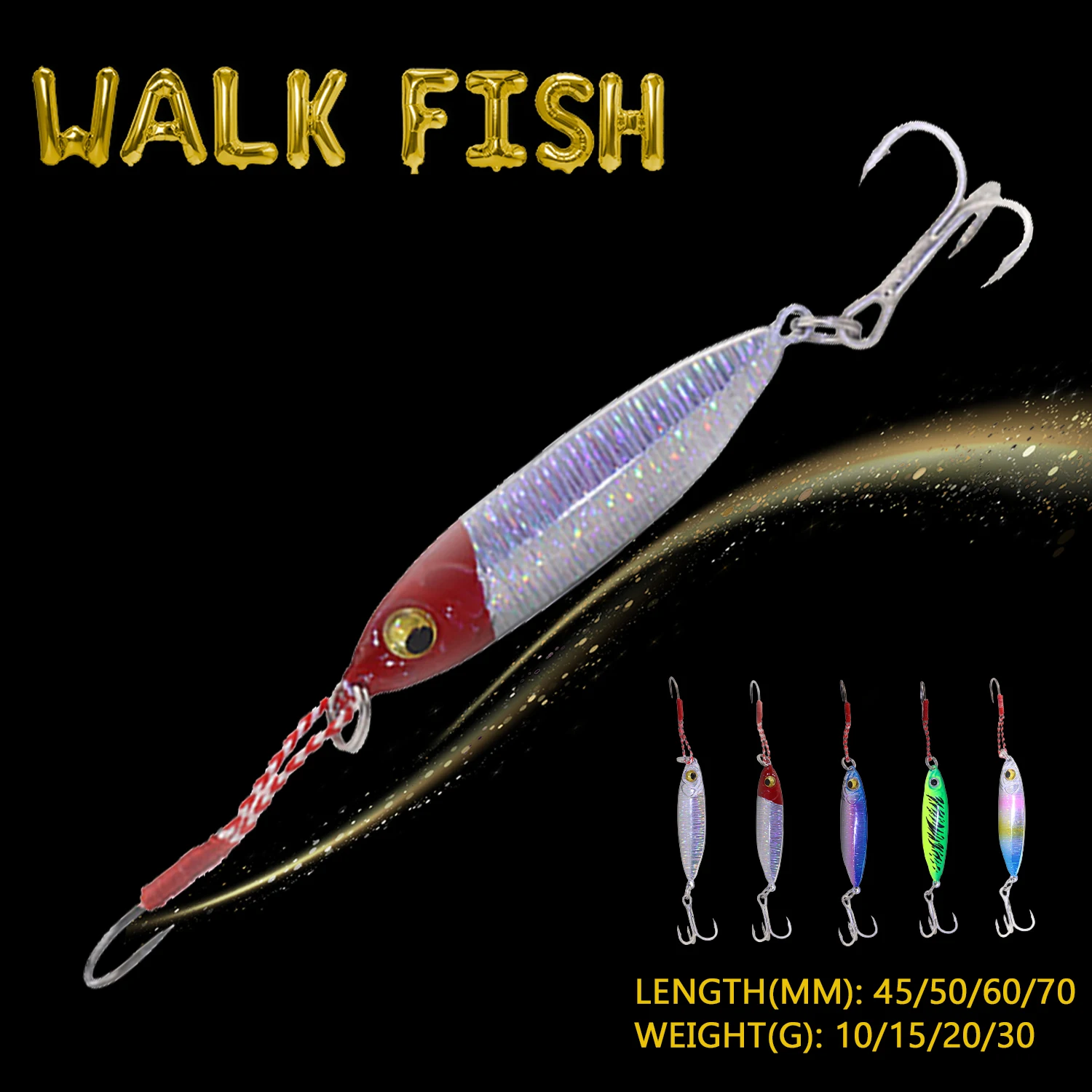 WALK FISH Metal Jig Spoon Bait 10G/15G/20G/30G 3D Eyes Fishing Lures Treble Hook Pesca Winter Fishing Tackle