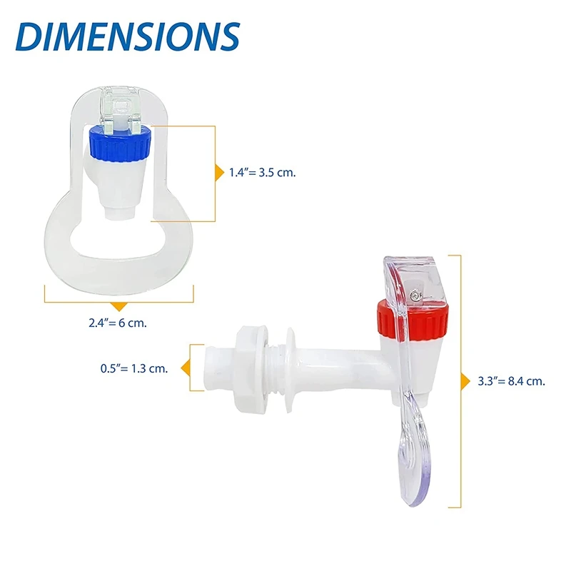 Water Dispenser Replacement Push Faucet - Cold And Hot Water Spigot Blue And Red Pack