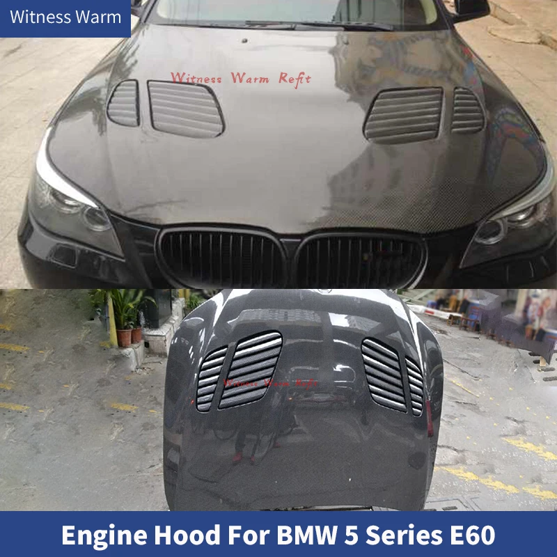 

for E60 5 Series Carbon Fiber Bonnets Engine Covers with Vents Frp Front Engine Hood for Bmw E60 525i Body Kit 05-10