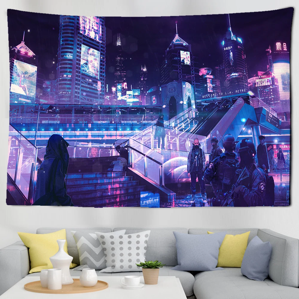 Cyberpunks Future Steam City Tapestry Art Home Psychedelic Galaxy Hanging Wall Tapestry Hippie Retro Home Decor