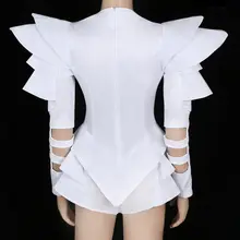 Women’s White Jazz Dance Bodysuit #5
