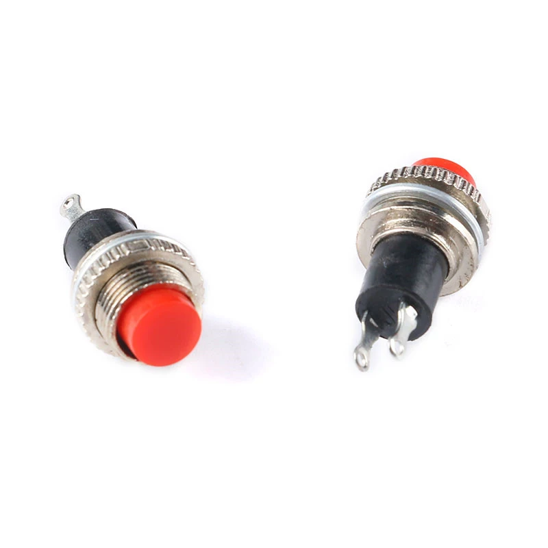 10pcs DS-314-316 10mm small push button switch red and green non-locking self-reset jog push switch doorbell horn