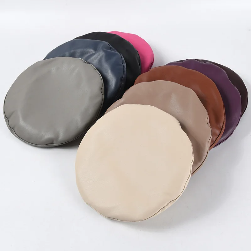 USPOP Autumn Winter Hats Women Berets Solid color PU Leather Beret Hat Rose red Berets