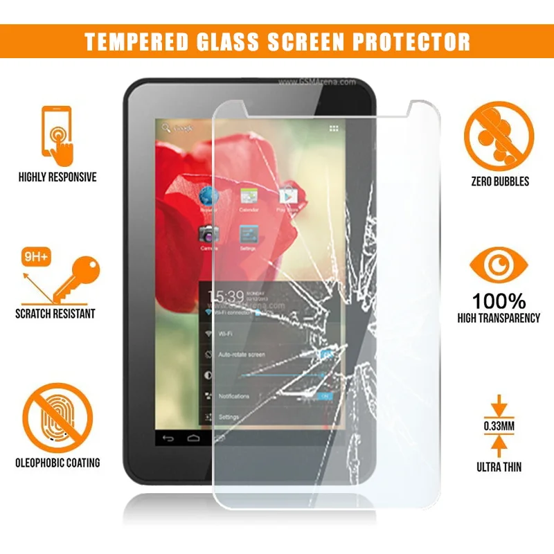 Screen Protector for Alcatel OneTouch Tab 7 Tablet Tempered Glass 9H Scratch Resistant Anti-fingerprint Film Guard Cover