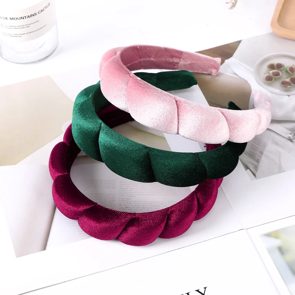 Haimeikang-Headband De Veludo Monocromático Para Mulheres, Aro De Cabelo Esponja, Bezel Headbands, Acessórios De Cabelo, Moda De Inverno, Novo