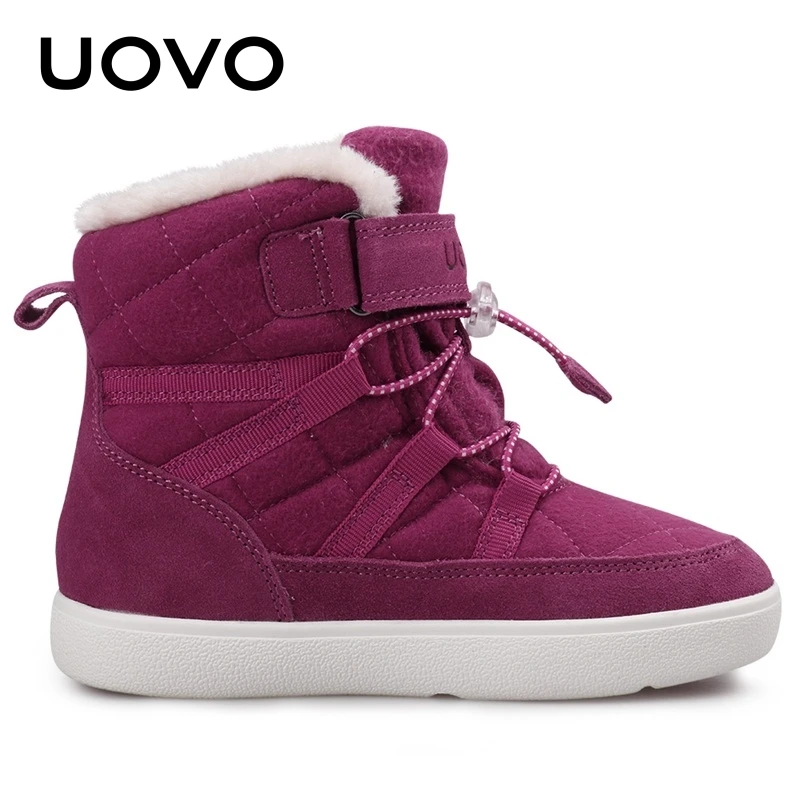 UOVO New Arrival Winter Kids Snow Fashion Children Warm Boots Girls Shoes With Plush Lining Size 28-38