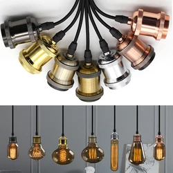 Vintage E27 Lamp Holder Pendant Lamp Base  110V 220V Ceiling Rose Cord Flex Chandelier Screw Socker Base for Retro Incandescent