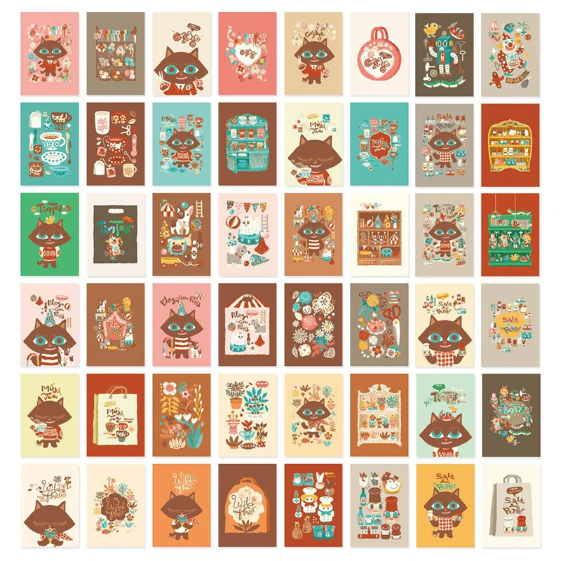 48pcs/box Creative Matchbox Papery Adhesive Sticker Alice Series Label Stickers Decorative Baking Sticker Christmas Present