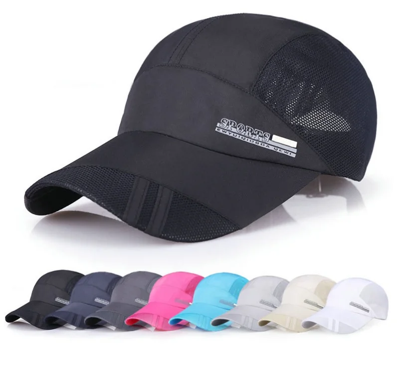 Men women sport running caps Adjustable outdoor visor cap summer sun hat breathable mesh hat Baseball mesh caps 8 colors .