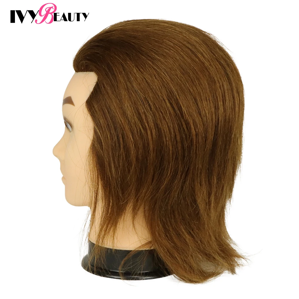 100% Real Hair Male Mannequin Head For Hairdressers Salon Hairdressing Male Training Head With Hair Beard Cutting Practice