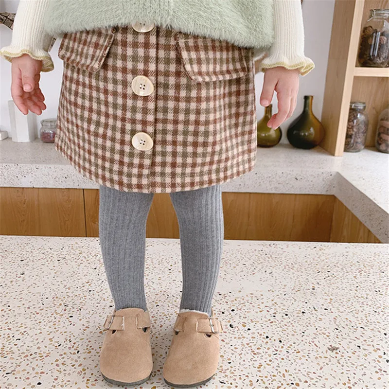 Winter Pleated Kids Skirt girls clothes wool Thick Warm School Plaid skirt for girl Princess skirt Children New pettiskirt girls