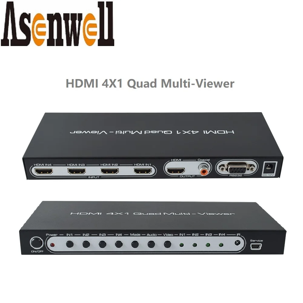 

1080P Quad HDMI Multi Viewer Switcher IR Remote RS232 Control PIP Seamless HDMI Switch 4x1 for Projector Monitor