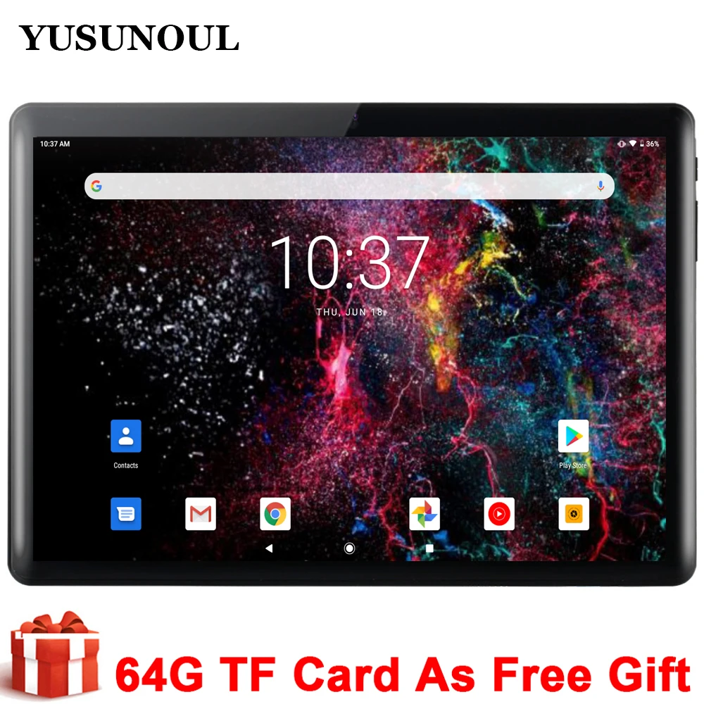 2020 New Tablet Pc 10 inch Android 9.0 Google Play 3G Phone Call Tablets WiFi Bluetooth GPS IPS 2.5D Tempered Glass+Free Gifts