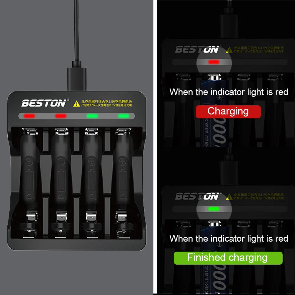 1.5V AA AAA Li-ion Rechargeable Battery Charger for Aa Aaa Battery Rechargeable 1.5 with Led Indicator