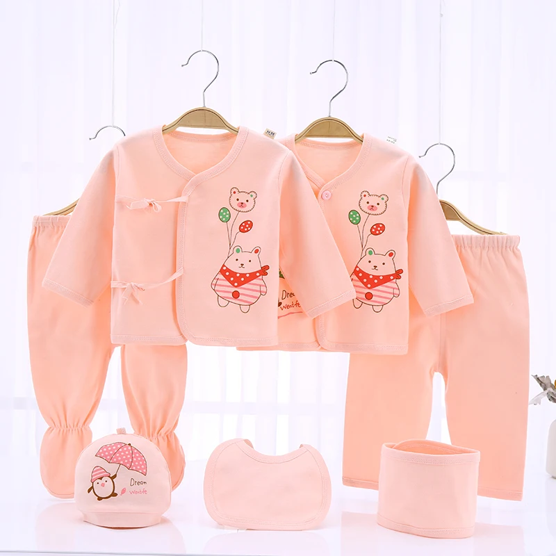 Conjunto de ropa para niña recién nacida, trajes de peleles para niños, camisas y pantalones, 7 piezas por juego, 5 piezas por juego