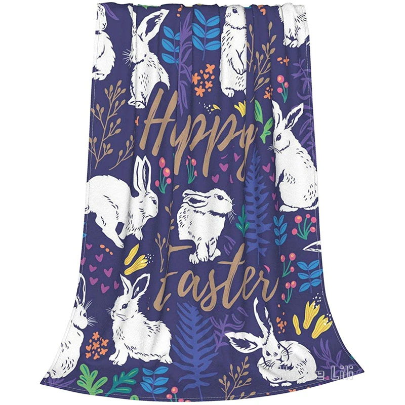 

Happy Easter Floral Lightweight Cozy Warm By Ho Me Lili Flannel Blanket For Couch Sofa Bed Living Room Decor