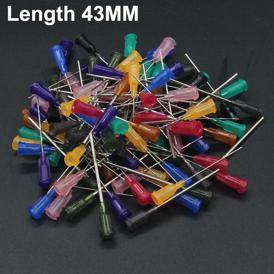 

100pcs 14-25G length 43mm Precision passivated S.S. Dispense Tip with PP Safetylok hub, glue dispenser needles