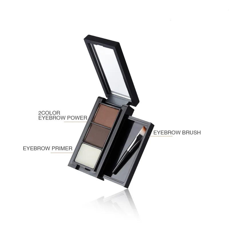 Eye Shadow Eye Brow  Waterproof 2 Color Eyebrow Powder Palette Eyebrow Wax with Double End Brush Make Up Set Cosmetic T0655