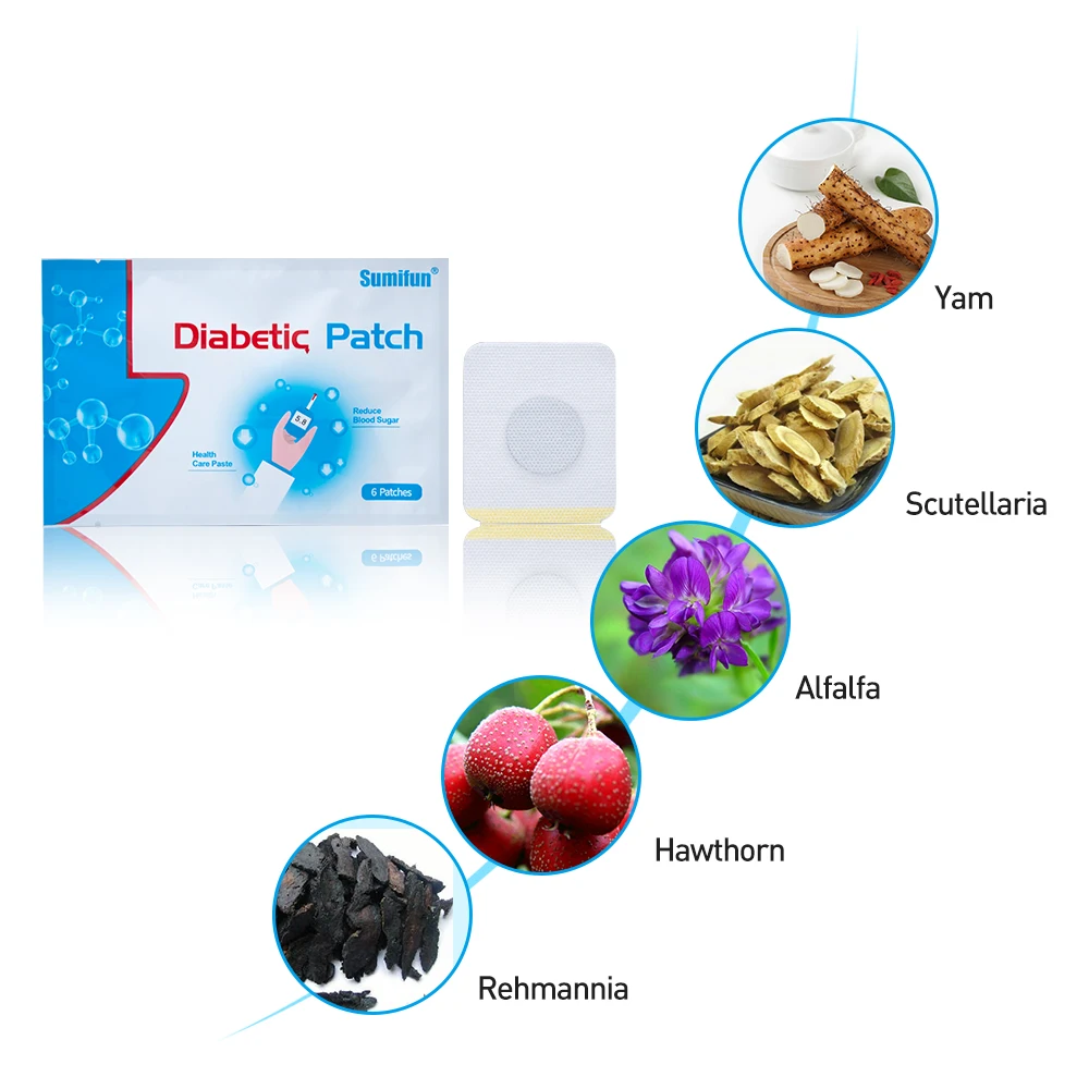 New 2019 6Pcs/bag Diabetic Patch Stabilizes Blood Sugar Balance Reduce Glucose Content Natural Herbs Diabetes Plaster JMN008