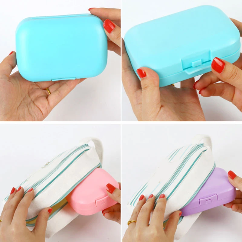 New Plastic Travel Soap Box Dish Candy Color Portable Soap Holder Rectangle Square Soap Storage Container Bathroom Accessories