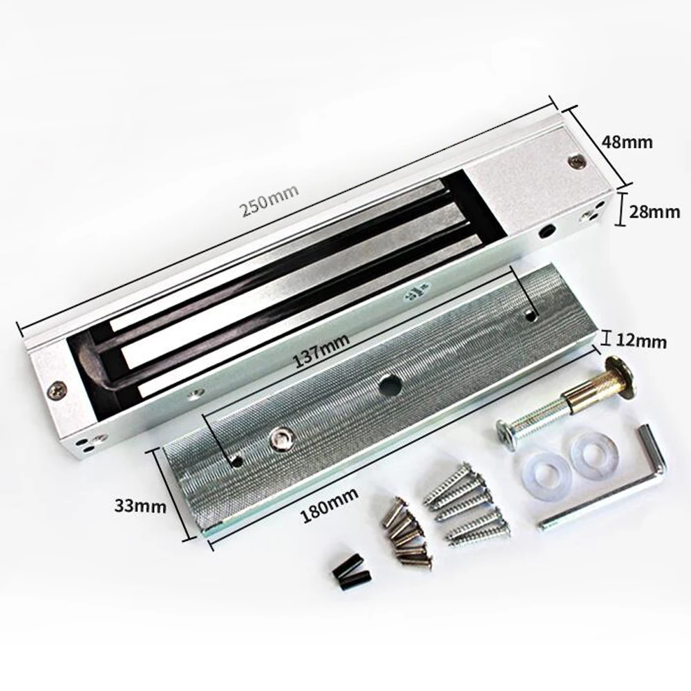 Fechadura magnética elétrica eletromagnética de porta, 12v dc, com força de 60kg a 350kg para sistema de controle de acesso