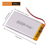 3.7V 2000mAh 504070 Rechargeable Lithium Li-ion Polymer Battery 524072 Batteries