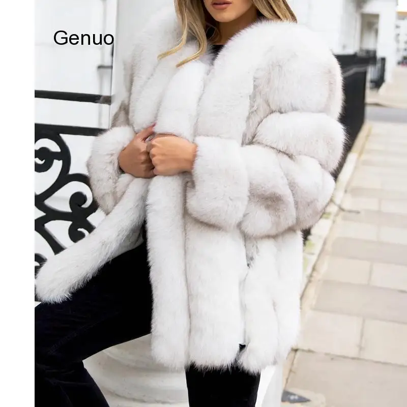 Thicken Warm Long Coats Female High Quality Fur Coat Women Clothes Faux Fox Fur Overcoat New Autumn Winter Outwear