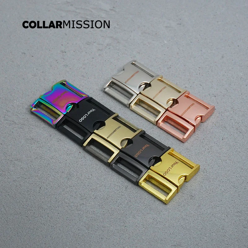 100pcs/lot High quality engraved side release metal buckle for DIY dog collars accessories 20mm webbing 8 colors