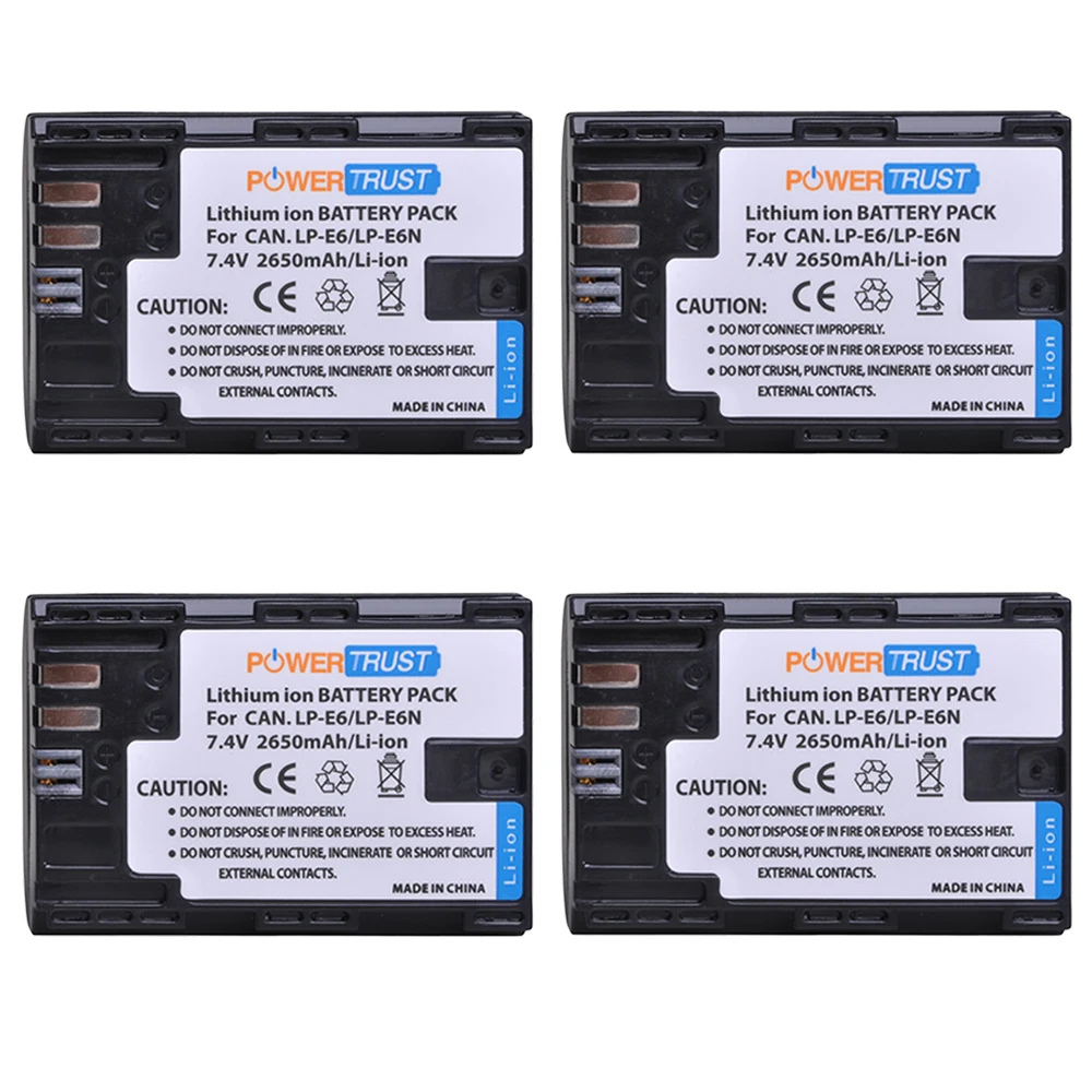 2650mAh LP-E6 LP-E6N LPE6 بطارية + LED شاحن مزدوج مع نوع C لكانون EOS R R5 R6 5D Mark II III 7D 60D EOS 6D 70D 80D 90D